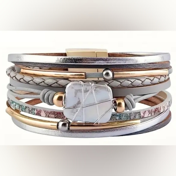 2/$40 Elegant Multi-Layered Bracelet with Gold and Silver Accents (#043) - Picture 1 of 3